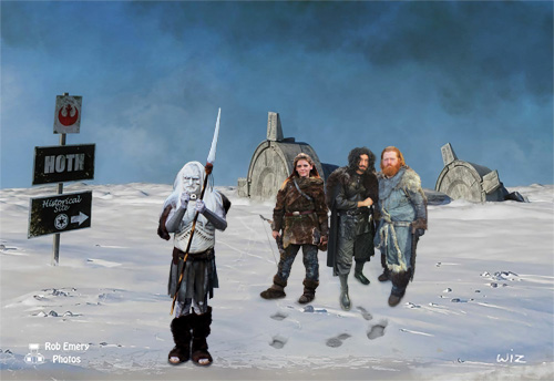 Ygritte, Jon, Tormund and a Whitewalker doing some tourism on Hoth